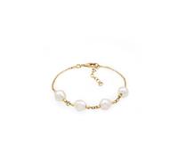 Armkette ELLI "Armband Armband mit Swarovski Perlen Weiß 925 Sterling Silber" Gr. 16, gold, Armbänder, Damen, Silber 925 (Sterlingsilber), Armkette (67755869-16) gold