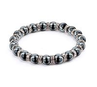 Armkette Herren, Schwarzes Zirkonia-Hämatit-Stein-Armband, Elastisches Perlenarmband, Chakra-Armband, Freundschaftsarmband, Glücklicher Yoga-Meditationsschmuck Für Damen Und Herren