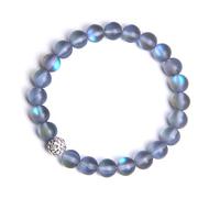 Armkette Herren, Stein Armbänder Blau Grau Mondstein Stein Perlen Armband Chakra Armband Yoga Balance Freundschaftsarmband Schmuck Für Frauen Mädchen Jungen 17Cm