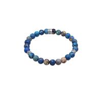 Armband KUZZOI "Herren Achat Perlen Blau Beads 925 Silber" Armbänder Gr. 21 cm, Silber 925 (Sterlingsilber), silberfarben (silber, blau) Herren Armbänder Silber (99475060-21)