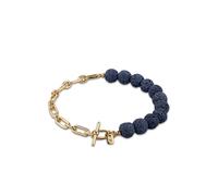 Armkette KUZZOI "Armband Lava Beads Blue 925 Sterling Silber" Gr. 19, gold, Armbänder, Herren, Silber 925 (Sterlingsilber), Armkette (59116033-19) gold