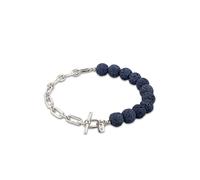 Armkette KUZZOI "Armband Lava Beads Blue 925 Sterling Silber" Gr. 19, silber, Armbänder, Herren, Silber 925 (Sterlingsilber), Armkette (23334313-19) silber