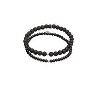 Armkette KUZZOI "Armband Lava Onyx Edelstein Perlen Set Bead aus 925 Silber" Gr. 210, silber, Armbänder, Herren, 210, Silber 925 (Sterlingsilber), Armkette (13997000-210) silber