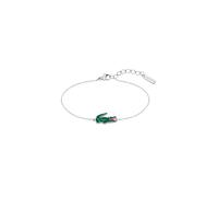 Armkette LACOSTE "CROCODILE", grün (edelstahlfarben, grün, rot), Armbänder, Damen, 19cm, Edelstahl, Armkette, Emaille (86934403-0) edelstahlfarben, grün, rot