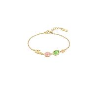 Armkette LACOSTE "DEVA", rosa (gelbgoldfarben, rosa, grün, gelb, rosa, grün, gelb), Armbänder, Damen, 19cm, Edelstahl, Armkette, mit Glasstein (11055658-0) gelbgoldfarben, rosa, grün, gelb, rosa, grün