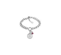 Armkette TOMMY HILFIGER "CHARMS", silber (edelstahlfarben, rot, weiß, blau), Armbänder, Damen, 19cm, Edelstahl, Armkette, Emaille (50574109-0) edelstahlfarben, rot, weiß, blau