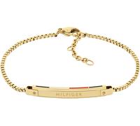 Armkette TOMMY HILFIGER "LINEAR", bunt (gelbgoldfarben, blau, rot, weiß), Armbänder, Damen, 19cm, Edelstahl, Armkette, mit Emaille (59479134-0) gelbgoldfarben, blau, rot, weiß