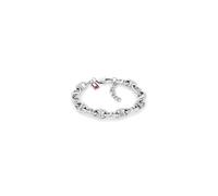 Armkette TOMMY HILFIGER "MARINA", edelstahlfarben, rot, weiß, blau, Armbänder, Damen, 19cm, Edelstahl, Armkette, Emaille (96387720-0) edelstahlfarben, rot, weiß, blau