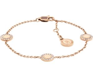 Armkette TOMMY HILFIGER "MINI CRYSTALS", gold (roségoldfarben, weiß, blau, rot, weiß, weiß), Armbänder, Damen, 19cm, Edelstahl, Armkette, mit Emaille - mit Glasstein (84730317-0) roségoldfarben, weiß,