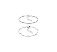 Armketten Set CALVIN KLEIN "CK LAYERED", silber (edelstahlfarben), Armbänder, Damen, 18,5cm, Edelstahl (83072336-0) edelstahlfarben