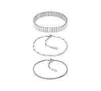 Armketten Set CALVIN KLEIN "CK STACKED", silber (edelstahlfarben), Armbänder, Damen, 17cm, Edelstahl (97718463-0) edelstahlfarben