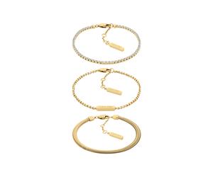 Armketten Set CALVIN KLEIN "CK TRIO", gold (gelbgoldfarben, kristallweiß, kristallweiß), Armbänder, Damen, 17cm, Edelstahl, mit Zirkonia (synth.) (17182750-0) gelbgoldfarben, kristallweiß, kristallwei