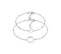 Armketten Set ELLI "Armband Herz Liebe Cut Out Mutter Kind Set 925 Silber" Gr. 160, silber, Armbänder, Damen, Silber 925 (Sterlingsilber) (89488953-160) silber