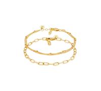 Armketten Set ELLI PREMIUM "Armband Glieder Layer Kugel (2 tlg) 925 Silber vergoldet" Gr. 160, gold, Armbänder, Damen, Silber 925 (Sterlingsilber) (46328433-160) gold