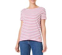 Armor Lux Damen Marinière À Manches Courtes en Coton Léger Femme T-Shirt, Weiß/Garnet Rosa, Large