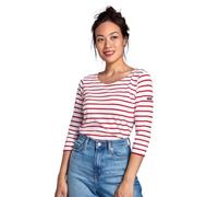 Armor Lux Damen Mariniere Cap Coz Langarmshirt, Weiß (Blanc/Braise 320), Gr. 46 (Herstellergröße: 6)