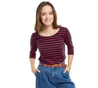 Armor Lux Damen Matrosenshirt mit 3/4-Ärmeln aus leichte Baumwolle T-Shirt, Mehrfarbig (Rich Navy/Braise Ii9), Small (Herstellergröße: 1)