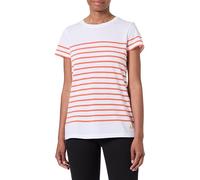 Armor Lux Damen Marinière Etel À Manches Courtes et Col Bateau en Coton Léger Femme T-Shirt, Weiß/Tigerlily, M