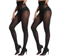 ARMOROSE 2 Paar unzerstörbare Strumpfhosen für Damen, reißfeste Strumpfhosen, 40D halbtransparent, hohe Taille, Schwarz, XL