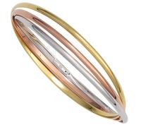 Armreif Armband 925 Sterling Silber dreifarbig tricolor vergoldet