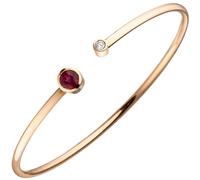 Armreif Armband offen 585 Gold Gelbgold 1 Rubelit 1 Diamant Brillant