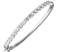 Armreif Armband oval 925 Sterling Silber 16 Zirkonia Silberarmreif Kastenschloss