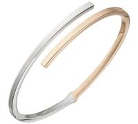 Jobo Damen Armreif Armband oval 925 Sterling Silber bicolor rotgold vergoldet