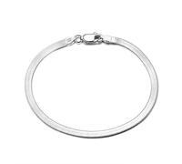 Armreif Damen,Mode S925 Sterling Silber Armband 3Mm Flache Fischgräten Gliederkette Armband Unisex Flaches Schlangenknochen Armband Freundschaftsarmband Schmuck Für Damen Männer Geschenk, 7,5 Zoll