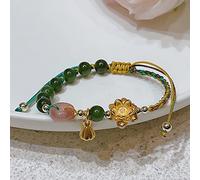 Armreif Feng Shui Armband Natürliche Jade Jaspis Achat Harmoney Schnalle Alte Münze Vietnamesisches Gold Lotus Chakra Edelstein Kristall Armband Spritiual Meditation Armband Wohlstand Ruhe Friedlich (