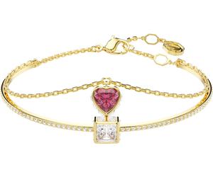 Armreif SWAROVSKI "Stilla" Gr. M, bunt (gelbgoldfarben, kristallweiß, rot, kristallweiß, rot), Armbänder, Damen, M, Metall, Armreif, mit Swarovski Kristall (43308066-M) gelbgoldfarben, kristallweiß, r