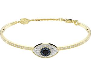 Armreif SWAROVSKI "Symbolica Böser Blick Magisches Auge" Gr. M, blau (gelbgoldfarben, blau, schwarz, kristallweiß, blau, schwarz, kristallweiß), Armbänder, Damen, M, Metall, Armreif, mit Swarovski Kri