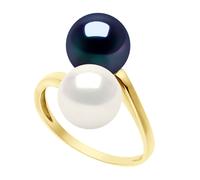 Armreifring You & Me - Gelbgold - 2 echte Süßwasser-Zuchtperlen rund 8-9 mm ICH