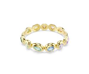 Armspange SWAROVSKI "Schmuck Geschenk Gema Armreif" Gr. L, bunt (gelbgoldfarben, grün, gelb, blau, rosa, lila, grün, gelb, blau, rosa, lila), Armbänder, Damen, L, Metall, Armspange, mit Swarovski Kris