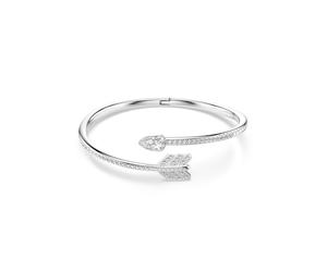 Armspange SWAROVSKI "Schmuck Geschenk Idyllia Armreif" Gr. L, silber (metallfarben, kristallweiß, kristallweiß), Armbänder, Damen, L, Metall, Armspange, mit Swarovski Kristall (34412751-L) metallfarbe
