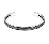 Armspange TRUE REBELS "TR339", schwarz (silber, schwarz), Armbänder, Herren, Edelstahl, Armspange (84741314-0) silber, schwarz