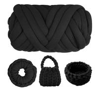 Armstricken Wolle 500g, 21m x 2,5cm Dicke Wolle Garn, Polyester XXL Chunky Yarn, Sperrige Textilgarn zum Häkeln für Körbe, Decke, Tasche und Kissen (Schwarz)