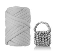 Armstricken Wolle, 500g/25m Sperrige Chunky Yarn Schlauchgarn Häkelwolle Grob Gestrickte Kuscheldecke Chunky Wolle zum Handstricken Armstricken Isländische Wolle für Anfänger (Hellgrau)