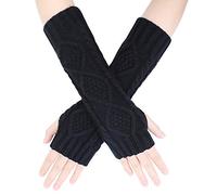 Armstulpen Winter Damen Handschuhe Fingerlos Fäustlinge Mädchen Armwärmer Gestrickt Armhandschuhe Langarm Winterhandschuhe Warm Handwärmer Retro Strickhandschuhe Daumenloch Stulpen Arm Handgelenk