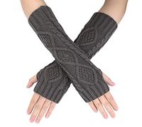 Armstulpen Winter Damen Handschuhe Fingerlos Fäustlinge Mädchen Armwärmer Gestrickt Armhandschuhe Langarm Winterhandschuhe Warm Handwärmer Retro Strickhandschuhe Daumenloch Stulpen Arm Handgelenk