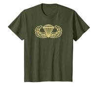 Army Parachute Wings Abzeichen Luftballon Olive T-Shirt, Kinder, Olivgrün, 116