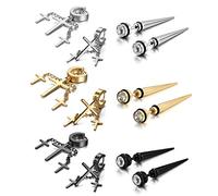 Aroncent 6 Paar Fake Plug Dehnstab Edelstahl Taper mit Gummi O-Ringe Fakeplugs Ohr Tunnel Piercing Ohrstecker Ohrringe Expander