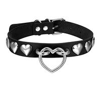 Aroncent Damen Herz Halskette Choker Halsband Leder Halskette Punk Gothic Stil verstellbare Choker Halsreif für Frauen Mädchen Damen, Schwarz