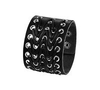 Aroncent Herren Armband Leder Geflochtenes: Schwarz Punk Rock Armbänder kreuzen geflochtenen Armreif Verstellbar Legierung Armschmuck