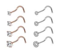 Aroncent Nasenstecker Gebogen Nasen Stud 18 Gauge Spirale Set 316L Edelstahl Nasenpiercing 8PCS