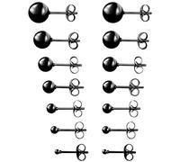 Aroncent Unisex Perle Ohrstecker Set: 7 Paar Edelstahl Imitation Perlen Kugel Ohrringe Ohr Piercing Geschenk für Herren Damen Schwarz 2mm 3mm 4mm 5mm 6mm 7mm 8mm
