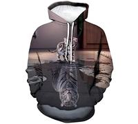 ARORALS Damen Katze Hoodie Herbst Winter Langarm Pullover Tier Thema Sweatshirt Niedlich Realistische Grafik Hoodie, GRAU, XL