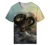 ARORALS Herren Drachen T-Shirt Sommer Kurzarm Tees Tops Fantasy Tier Thema Shirt Realistische Grafik Shirt, Türkis/Ausflug, einfarbig (Getaway Solids), 3X-Groß
