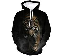 ARORALS Herren Tiger Hoodie Herbst Winter Langarm Pullover Fantasy Tier Thema Sweatshirt Realistische Grafik Hoodie, Schwarz, XX-Large
