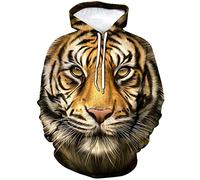 ARORALS Herren Tiger Hoodie Herbst Winter Langarm Pullover Fantasy Tier Thema Sweatshirt Realistische Grafik Hoodie, gelb, XX-Large