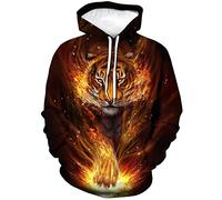 ARORALS Herren Tiger Hoodie Herbst Winter Langarm Pullover Fantasy Tier Thema Sweatshirt Realistische Grafik Hoodie, Gold, Large